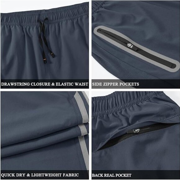 Men's Lightweight Pants Quick Dry Travel Running Active with Pockets - Picture 3 of 5
